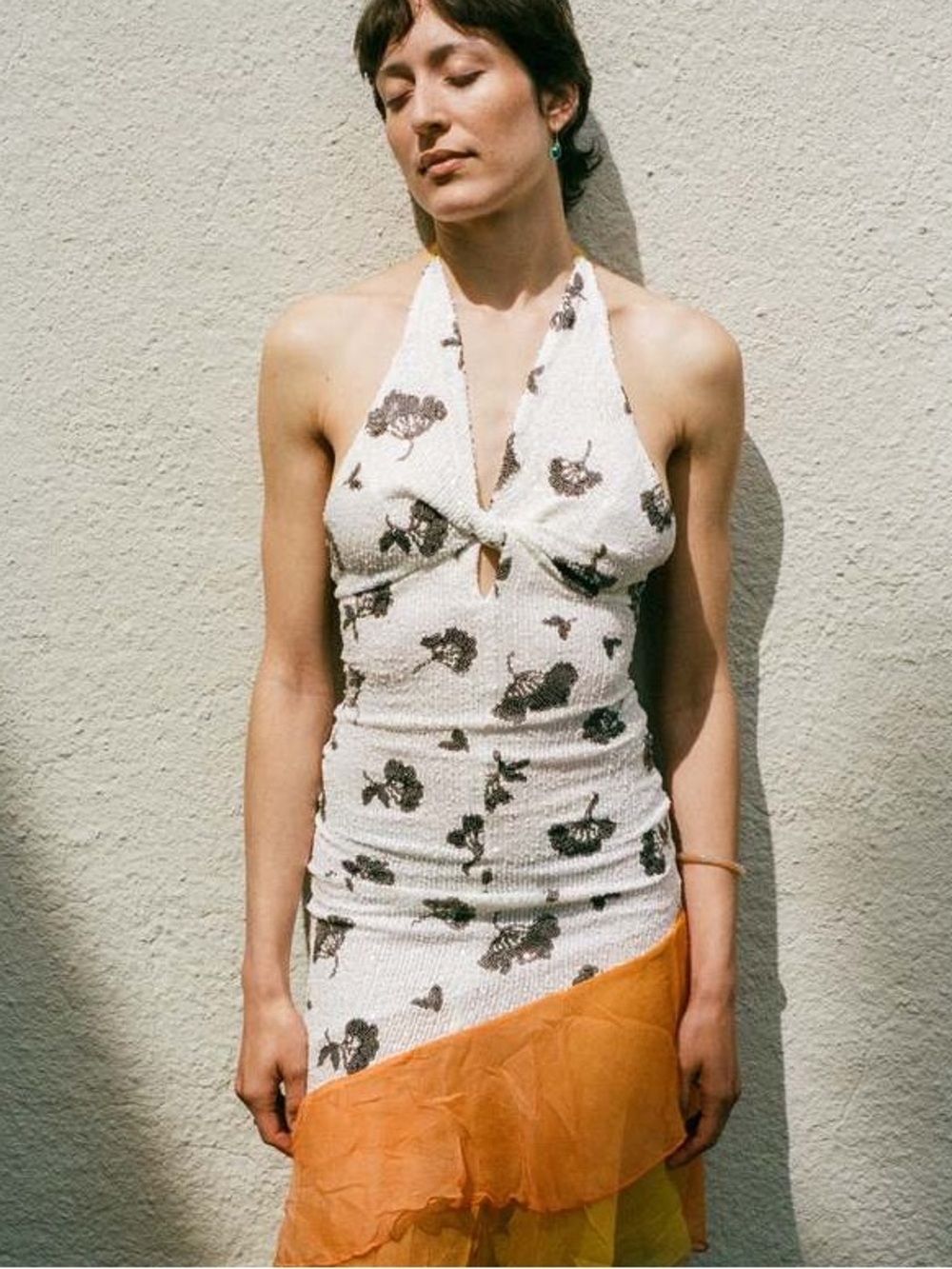 Caro Luna Pol Sequin Dress with Silk Hem
